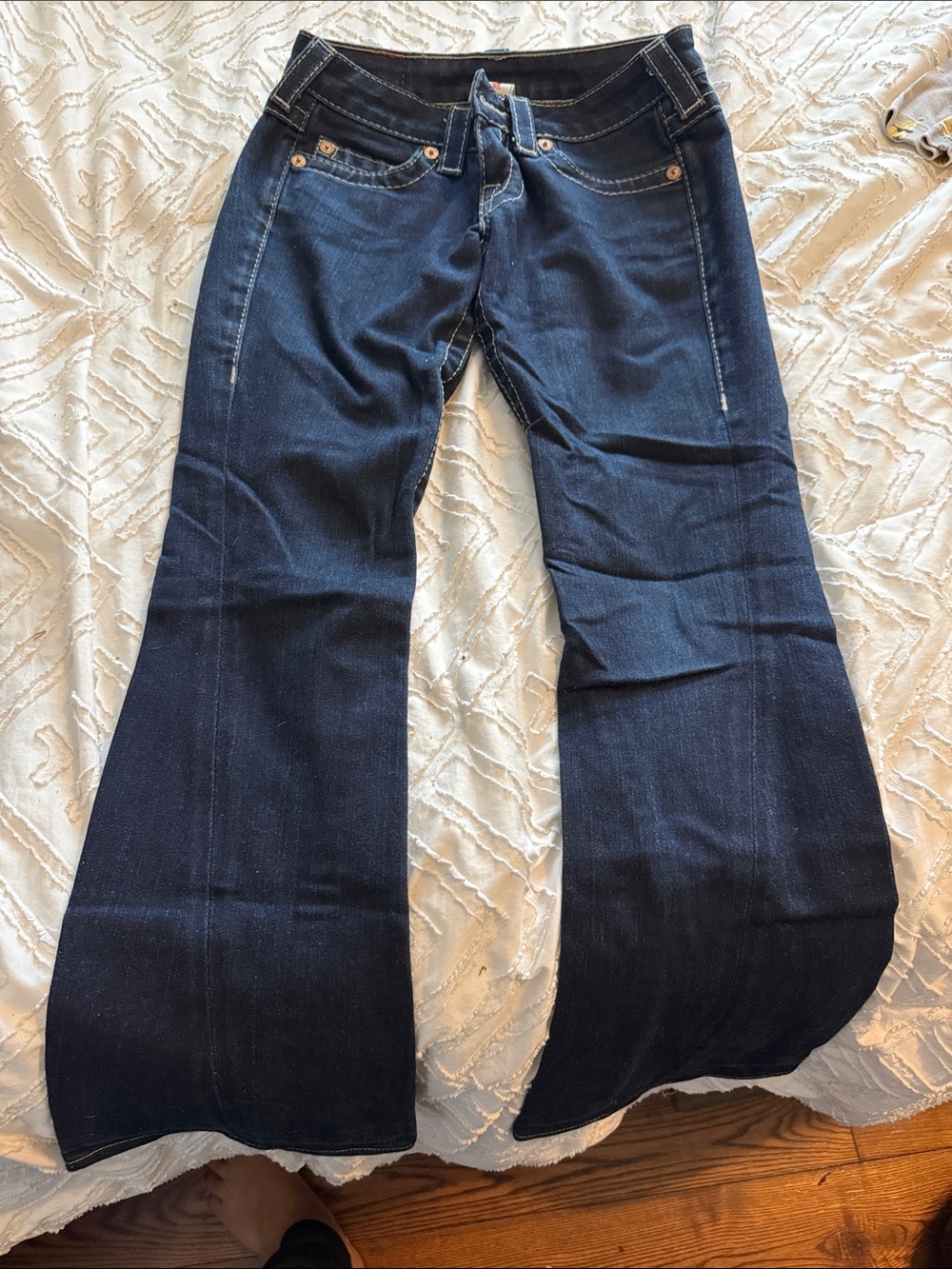 True Religion Dark Blue Wide-Leg Flare Jeans